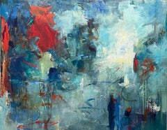 Day in Paris, Vibrant 48 x 60 Acrylic Painting, Abstract Art