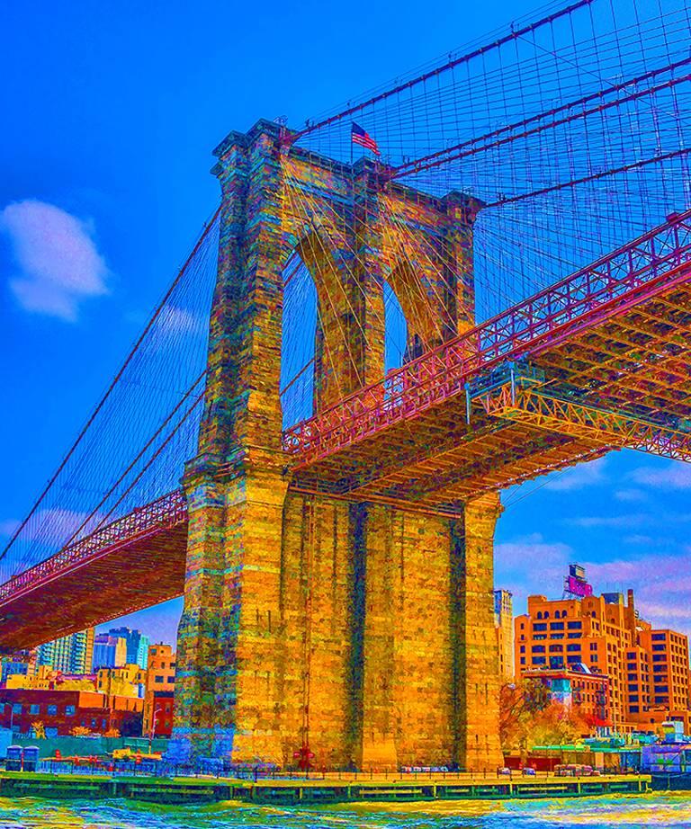 Mac Titmus Color Photograph - Below The Brooklyn Bridge