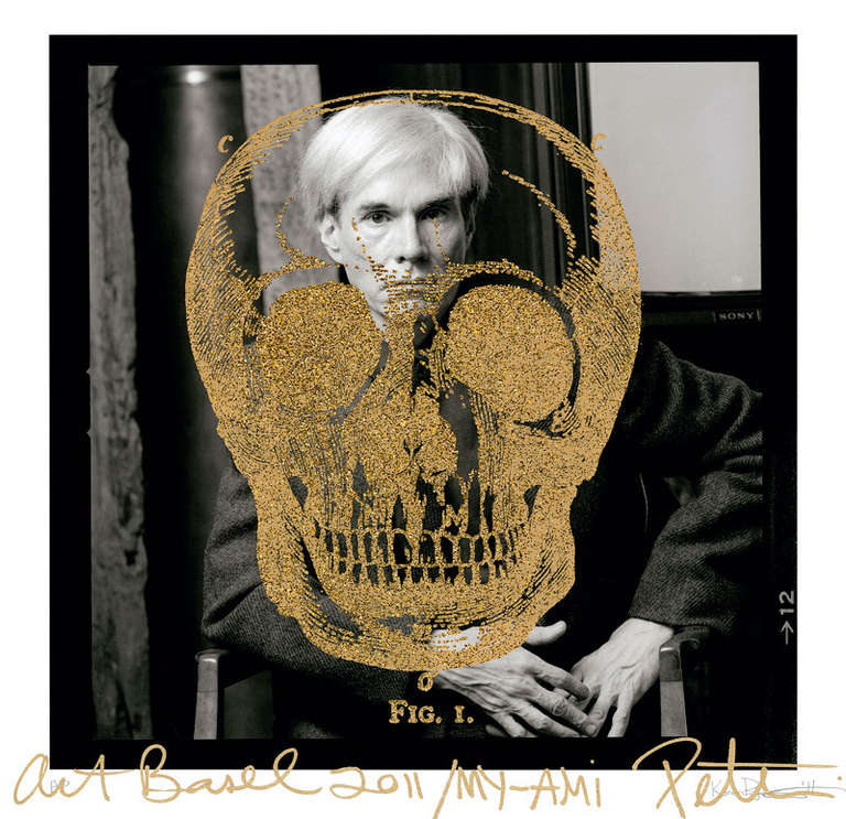 Karen Bystedt Portrait Photograph - Andy With Golden Skull In Collaboration with Peter Tunney. Edition of 10
