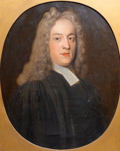 Early 18th Century English School Portrait of a Clergyman, Oil on Canvas, circa