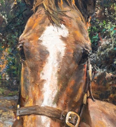 Jay Boyd Kirkman, British Equestrian Pastel of Two Horses at a Country House