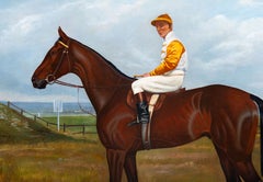 El atractivo caballo Gordon’s King, retrato del caballo de carreras y del jinete, de William A. Clark