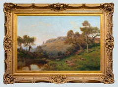 Henry B. Wimbush, «Ovejas pastando junto a un arroyo», pintura pastoral británica