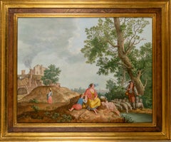 Pair of 18th Century Northern Italian Pastoral Landscapes with Figures