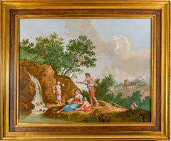 Pair of 18th Century Northern Italian Pastoral Landscapes with Figures