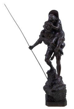 "The Pilgrims", Patinated Bronze Sculpture, Late 19th Century, Signed