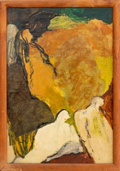 Composición figurativa expresionista abstracta, técnica mixta sobre papel, hacia 1965