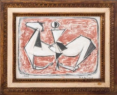 Untitled (Cavaliere) Cubist Mixed Media on Paper, 1955