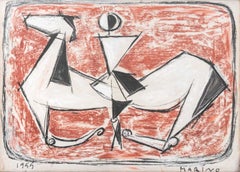 Untitled (Cavaliere) Cubist Mixed Media on Paper, 1955