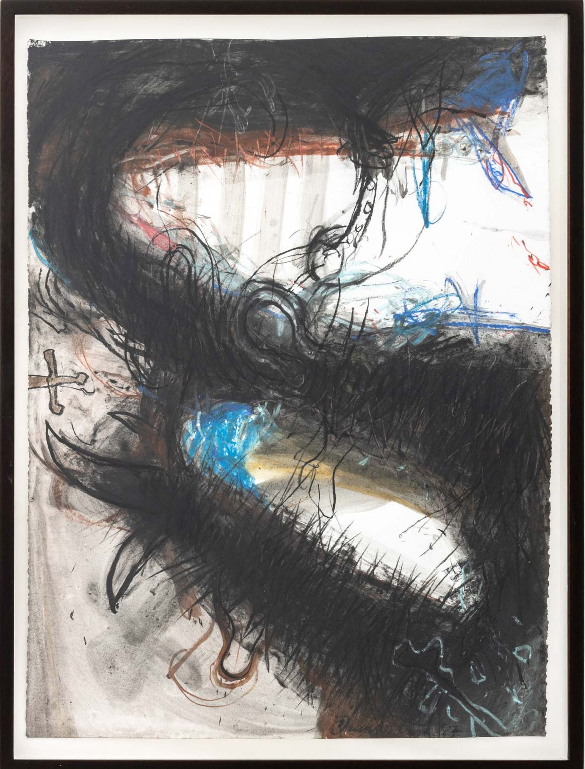 The Devourer, Abstract Mixed Media on Paper, Signed, 1987