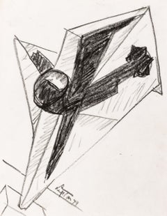 Abstract Expressionist Sculpture Study, Oil Crayon on Paper, 1979