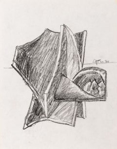 Abstract Expressionist Sculpture Study, Oil Crayon on Paper, 1980