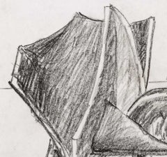 Abstract Expressionist Sculpture Study, Oil Crayon on Paper, 1980