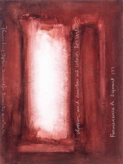 Crimson Abstract Painting, Oil on Canvas Board, Framed, 2016, 9 Panels