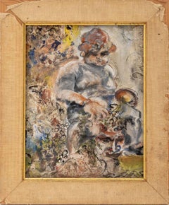 American School, Abstract Figural Composition, Oil Painting on Canvas Board
