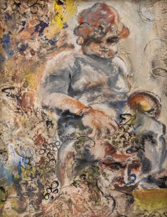 American School, Abstract Figural Composition, Oil Painting on Canvas Board