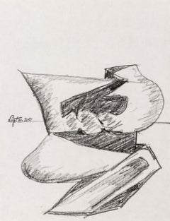 Abstract Expressionist Sculpture Study in Oil Crayon, 1980
