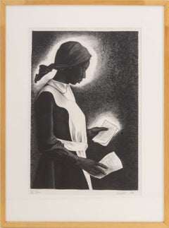 Litografia di Celie, stampa realista firmata, 1986, edizione 65/80, incorniciata