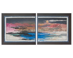 MP Marion "Landmarkings Diptych", Mixed Media Assemblage, Textile Art