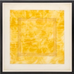 Yellow Square Diptych, Contemporary Geometric Mixed Media on Paper