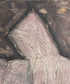 Technique mixte sur toile de lin avec éléments d'assemblage, signée, 1982