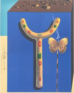 "Surrealist Crutches" Etching and Photolithograph, Signed Artist Proof, 1971