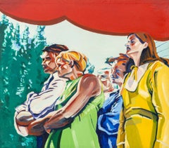 "La festa di nozze", olio su tela contemporaneo, firmato, 1968