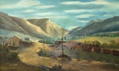 American School, Mountain Landscape Scene, Oil on Canvas, Signed
