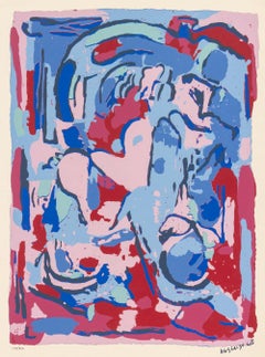 Futuristic Abstract Composition, Screenprint in Colors, 1945