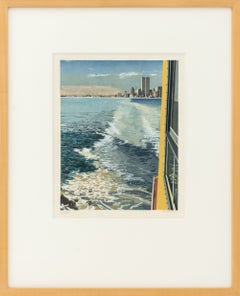 "Study IV - New York Harbor", Signed Woodcut Print