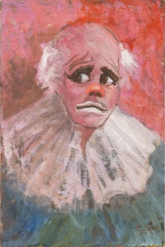 20th Century School, Clown Portrait, Signed Oil on Canvas