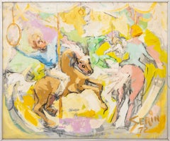 20th Century School, Carousel Ride, Signed Oil on Canvas