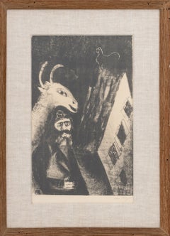 "La Chevre dans la Nuit" [Goat in the Night], Transfer Lithograph on Laid Paper