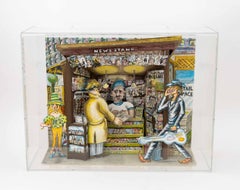 „Extra! Extra! „Lesen Sie alles darüber!“, farbige 3D-Lithografie