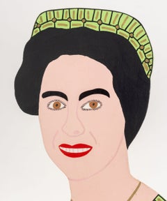 "Queen Elizabeth II of England", Mixed Media on Wood Panel