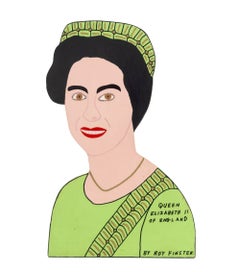 "Queen Elizabeth II of England", Mixed Media on Wood Panel