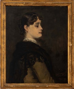Ritratto di una signora, olio su tela, firmato, fine del XIX secolo