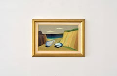Spiaggia con perle, Eric Cederberg, Olio su pannello, Scandinavia Surrealismo, 1950 c.