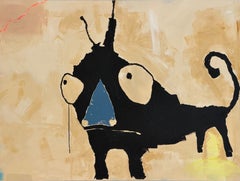 Pittura stravagante e outsider su pannello rigido, animali, simboli