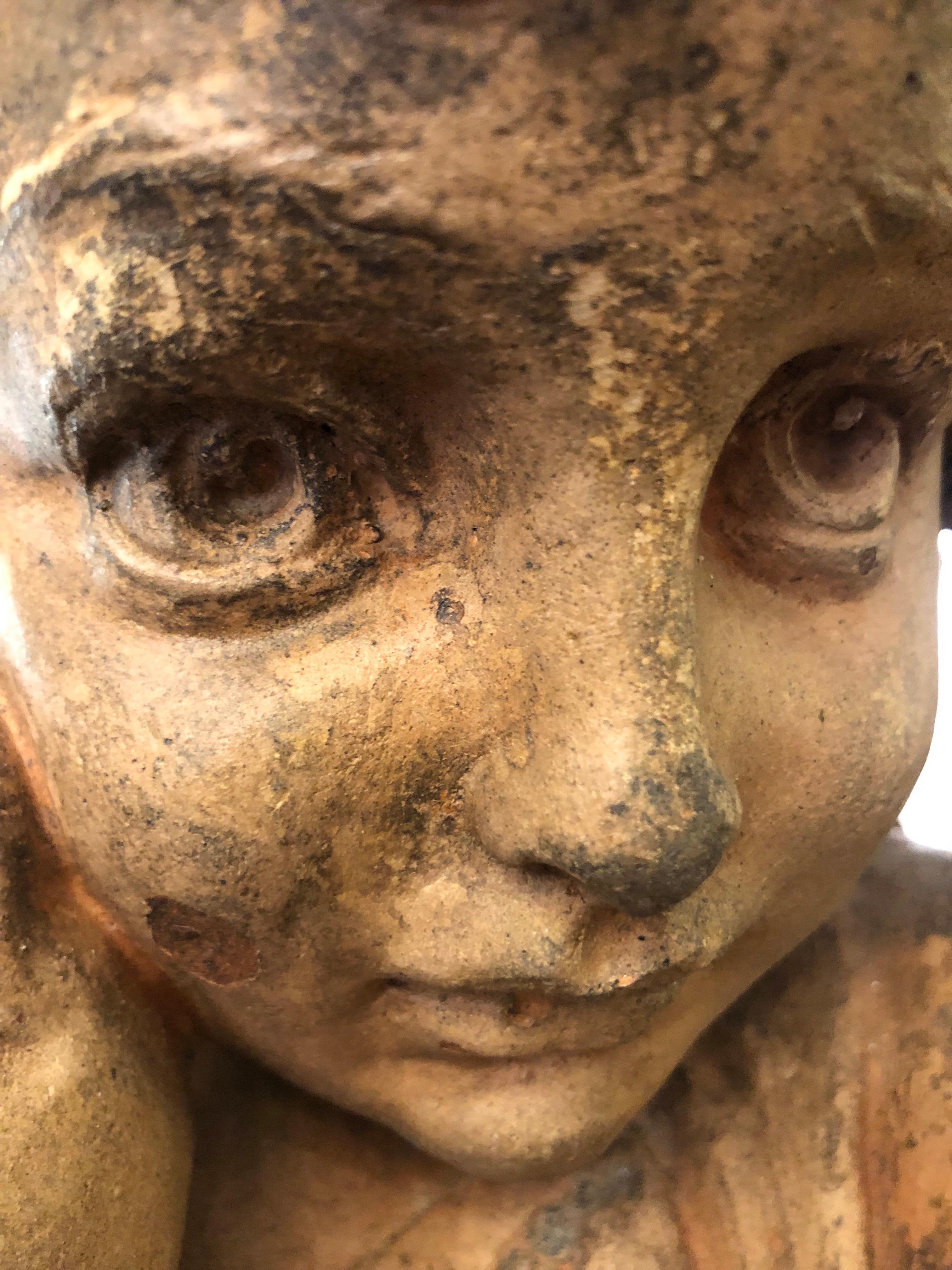 Paire de bustes romantiques italiens en terre cuite pour enfants Fin des années 1800 en vente 4
