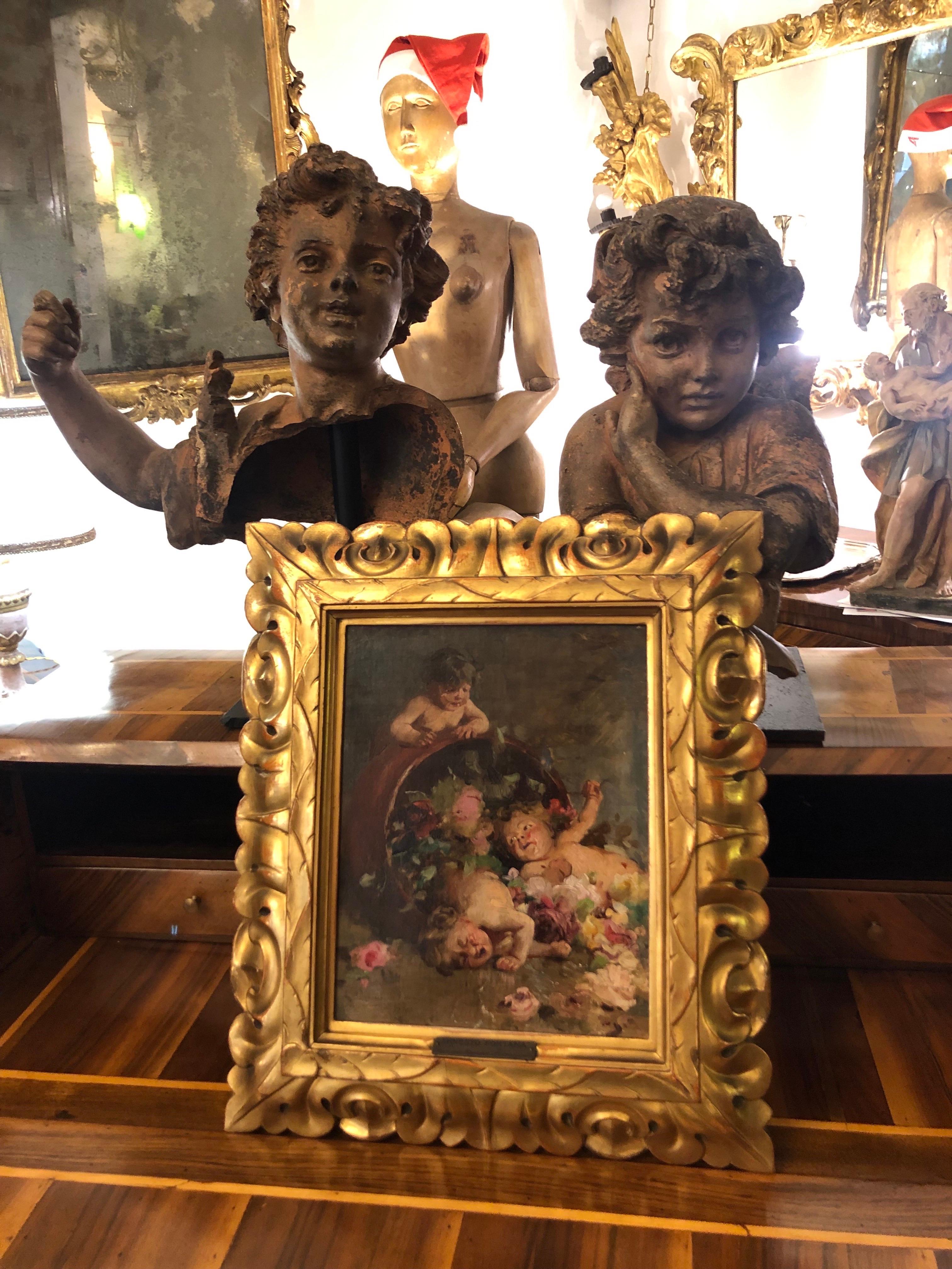 Paire de bustes romantiques italiens en terre cuite pour enfants Fin des années 1800 en vente 8