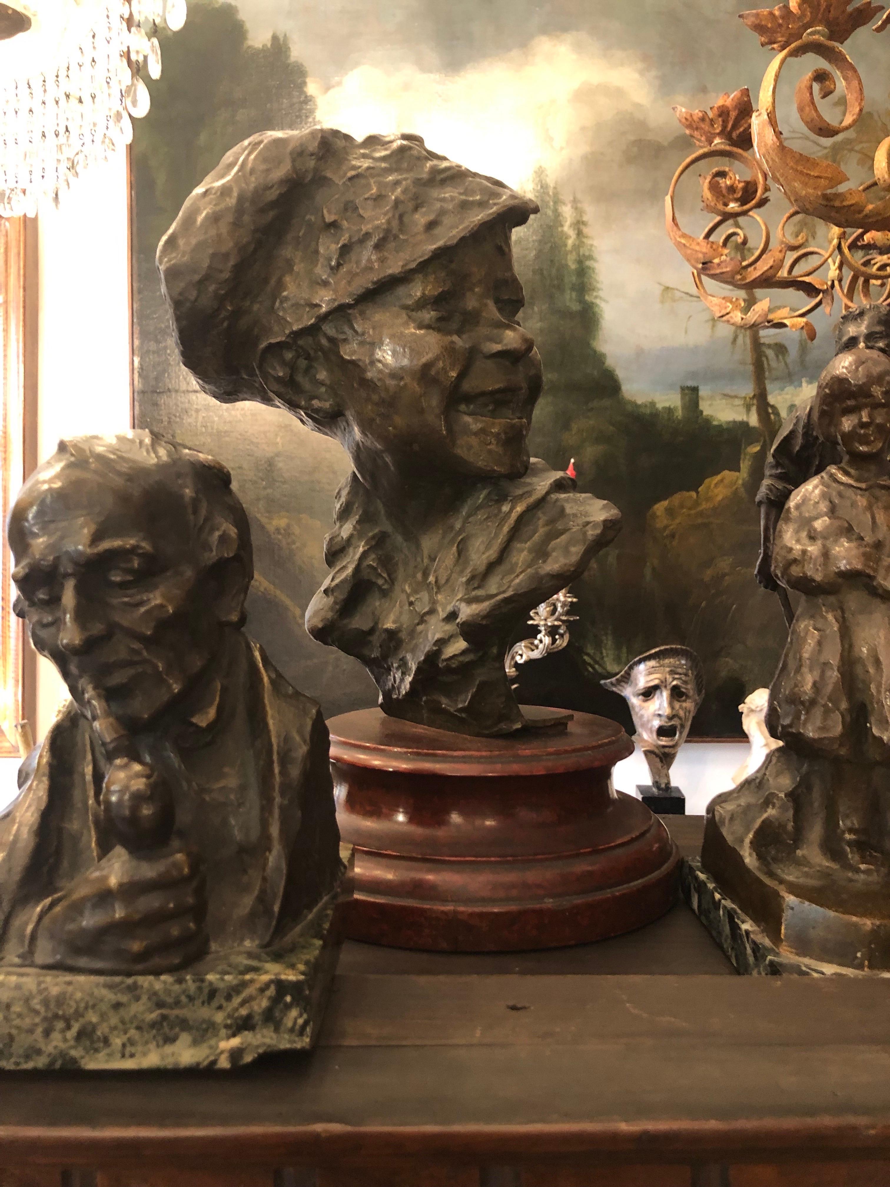 Medardo Rosso Gavroche ou buste espiègle impressionniste en bronze 20e siècle en vente 10