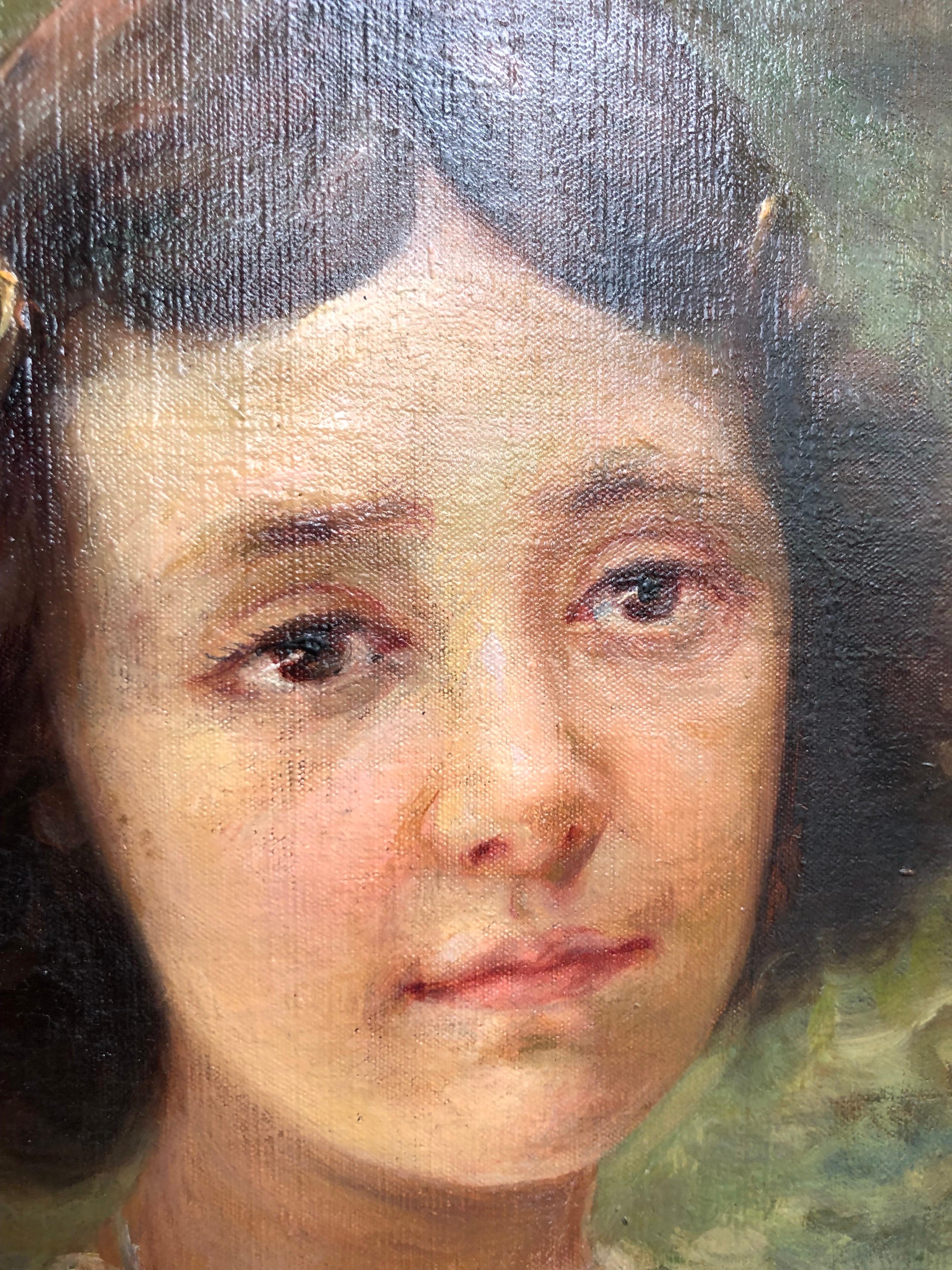 Ritratto Di Bambina Roma 1904 Firmato dalla Artista Italiana Corinna Modigliani en venta 12
