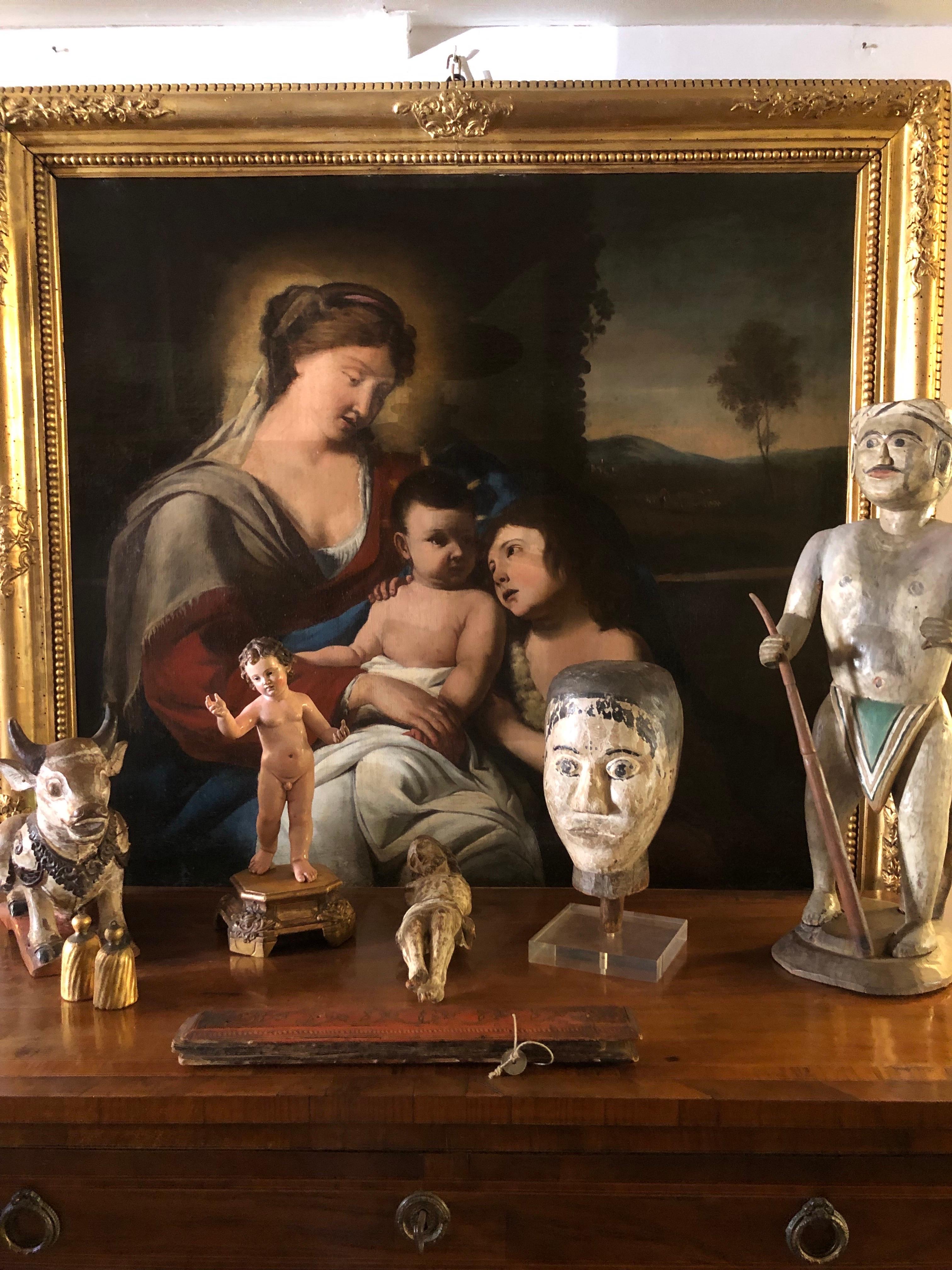 Virgen con el Niño y San Juan Siglo XVII Escuela lombarda italiana en venta 8