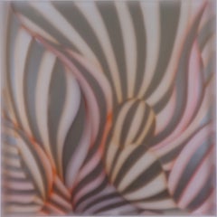"Pink Flower" Contemporary Light and Space Sculptural Wall Art in Pink & Amber