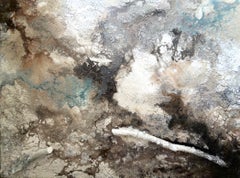 Grande quadro astratto a tecnica mista con texture, nei toni della terra, di Katherine Filice