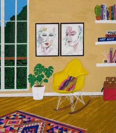 Shhh, 2025. Peinture à l'acrylique et à l'aquarelle sur toile, 40 x 32 cm