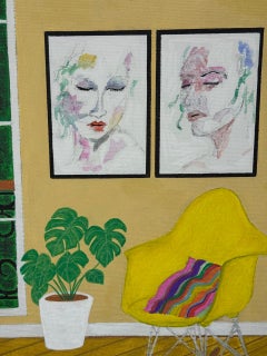 Shhh, 2025. Peinture à l'acrylique et à l'aquarelle sur toile, 40 x 32 cm