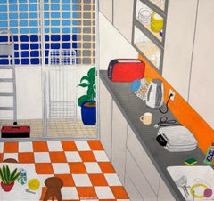 "Squares", 2025. Dipinto ad acrilico su tela, 61 x 62 cm, come nuovo