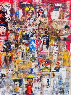 Fragments of Reality Abstract Painting, Mixed Media, 67x47 Inches
